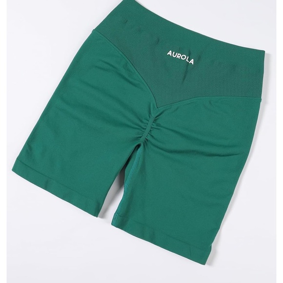 Women's Green Workout Shorts- Aurola - Picture 4 of 4